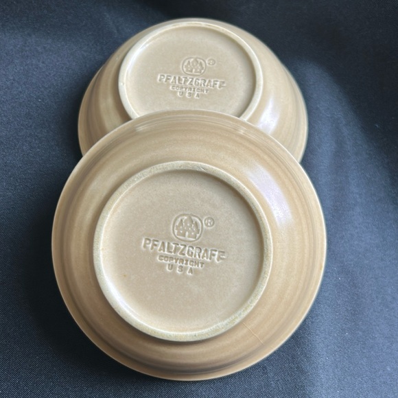 Pfaltzgraff  EUC Cereal Blue and brown Folk Art Vintage pair small ceramic bowls - Picture 10 of 13